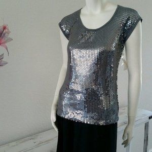 Pewter sequined Top NWT Sz Sm